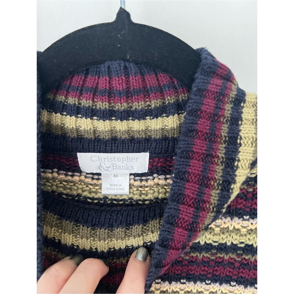 Vintage Cristopher & Banks Striped Cotton Turtleneck Sweater - Picture 6 of 7